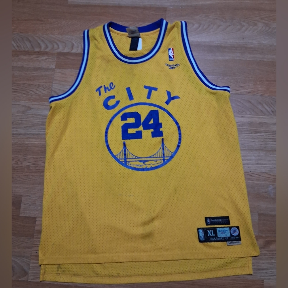 Reebok The City 24 Yellow Basketball Jersey Rick Barry